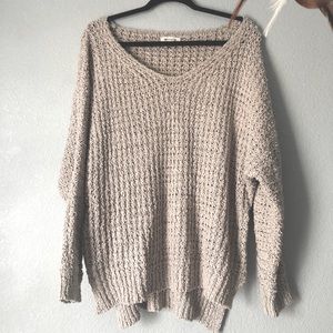 NWOT gray grey knit long sleeve sweater top M/L